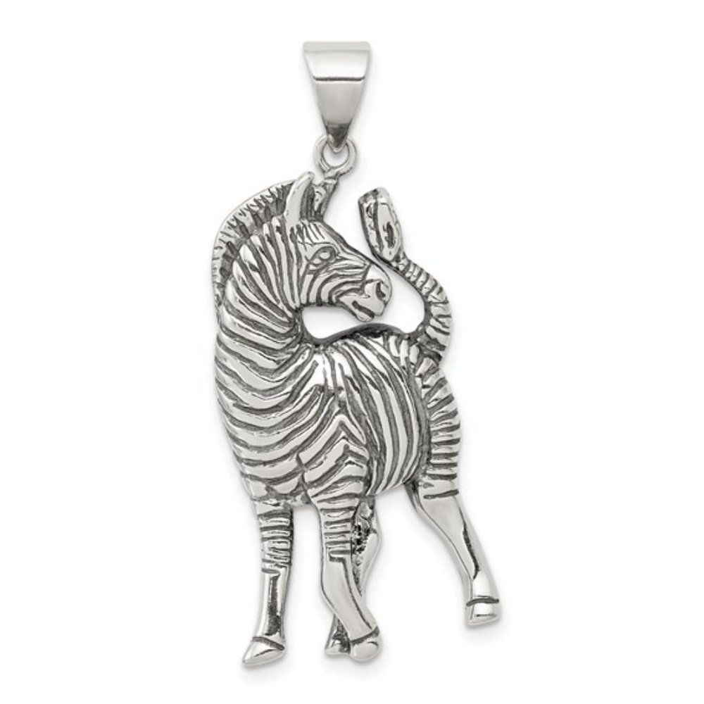 Sterling Silver Antiqued Zebra Necklace Pendant
